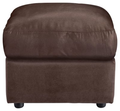 HOME - New Alfie - Leather Effect Footstool - Chocolate